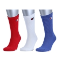 Champion Tennis Socks (Cotton) Crew C Logo-Print 2024 red/white/blue Men - 3 Pairs