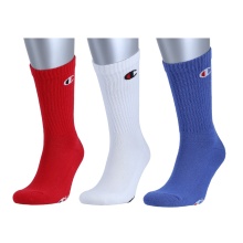 Champion Tennis Socks (Cotton) Crew C Logo-Print 2024 red/white/blue Men - 3 Pairs