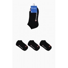 Champion Tennis Socks (Cotton) Sneaker Logo Print Black Men - 3 Pairs