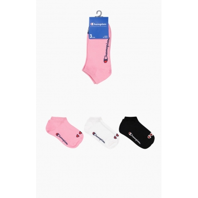 Champion Tennis Socks (Cotton) Sneaker Logo Print Pink/White/Navy Blue Men - 3 Pairs