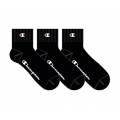 Champion Tennis Socks (Cotton) Quarter C Logo-Print Black Men - 3 Pairs