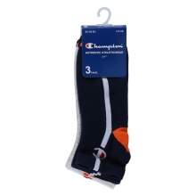 Champion Tennis Socks (Cotton) Quarter C Logo Print white/gray/navy blue Children - 3 Pairs