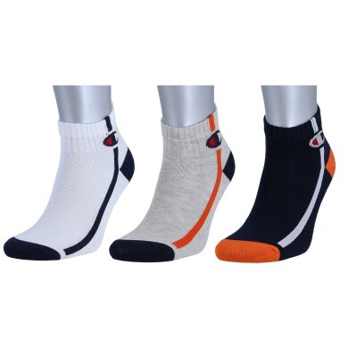 Champion Tennis Socks (Cotton) Quarter C Logo Print white/gray/navy blue Children - 3 Pairs