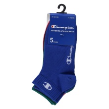 Champion Tennis Socks (Cotton) Quarter C Logo Print Assorted Children - 5 Pairs