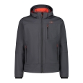 CMP Softshell Jacket (windproof, water-repellent) with hood anthracite gray/orange Men