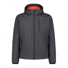 CMP Softshell Jacket (windproof, water-repellent) with hood anthracite gray/orange Men