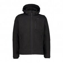 CMP Softshell jacket (windproof, water-repellent) with hood black Men