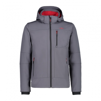 CMP Softshell Jacket (windproof, water-repellent) with hood titanium grey Men