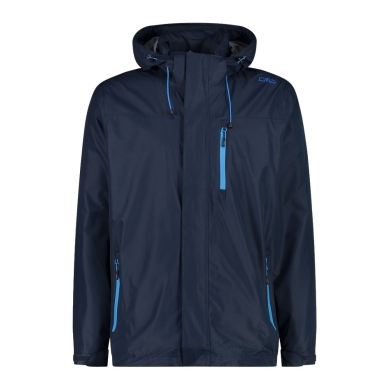 CMP Rain Jacket (windproof, waterproof) with hood black/blue Men