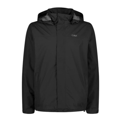 CMP Rain jacket with hood SNAPS (windproof, waterproof) black Men