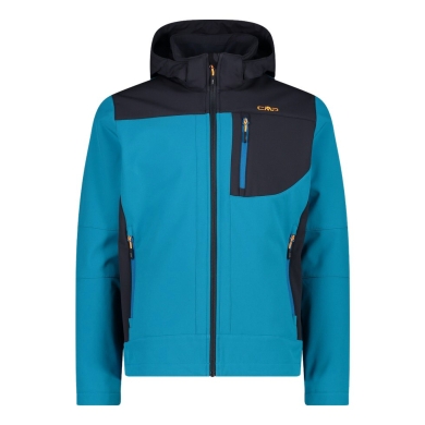 CMP Softshell jacket (windproof, water-repellent) with hood reef blue/anthracite grey Men