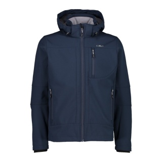 CMP Softshell Jacket (windproof, water-repellent) with hood dark blue/grey Men