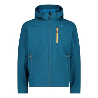 CMP Softshell jacket (windproof, water-repellent) with hood lake blue/dark blue Men