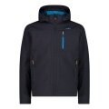 CMP Softshell Jacket (windproof, water-repellent) with hood anthracite gray/reef blue Men