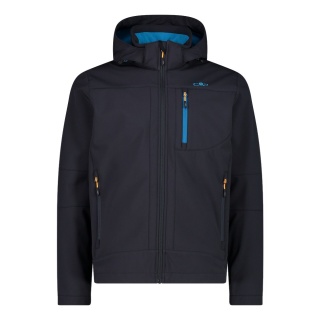 CMP Softshell Jacket (windproof, water-repellent) with hood anthracite gray/reef blue Men