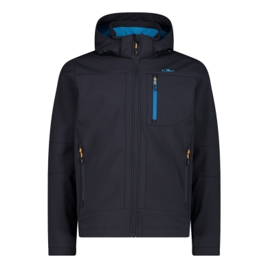 CMP Softshell Jacket (windproof, water-repellent) with hood anthracite gray/reef blue Men