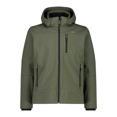 CMP Softshell jacket (windproof, water-repellent) with hood olive green Men