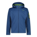 CMP Softshell Jacket Light with Hood (windproof, waterproof) dusty blue/dark blue Men