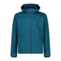 CMP Softshell Jacket Light with Hood (windproof, waterproof) blue-green Men