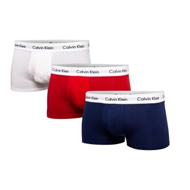 Calvin Klein Underwear Low Rise Trunk Boxers (Cotton) Multicoloured Blue/White/Red Men - Pack of 3