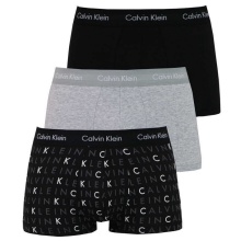 Calvin Klein Underwear Low Rise Trunk Boxers (Cotton) Multicoloured Grey/Black Men's - 3 Pack