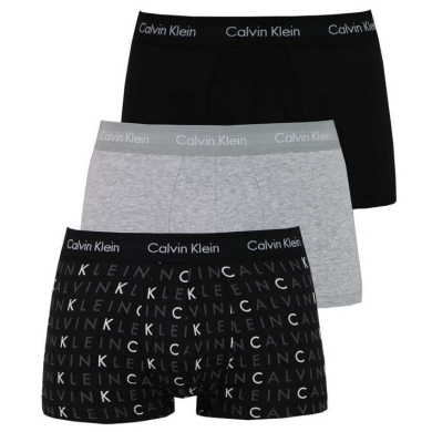 Calvin Klein Underwear Low Rise Trunk Boxers (Cotton) Multicoloured Grey/Black Men's - 3 Pack