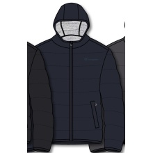 Champion Winter quilted jacket with hood - functional padding, small logo lettering - navy blue Men