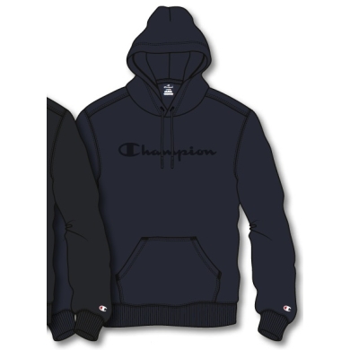 Champion Hoodie in Cotton Fleece Big Logo Print Navy Blue/Navy Blue Men