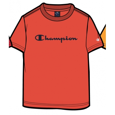 Champion Tshirt (Cotton) Big Logo Print Fire Red Boys