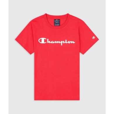 Champion Leisure T-shirt (Cotton) Crew with Logo Lettering 2023 Red Boys