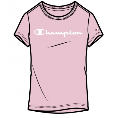 Champion Leisure T-shirt (Cotton) Classic Big Logo Lettering Pink Girls