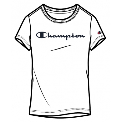 Champion Leisure T-shirt (Cotton) Classic Big Logo White Girls