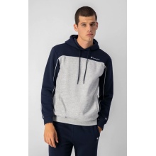 Champion Hoodie in Cotton Fleece Colour Block Dark Blue/Grey Men