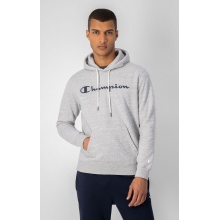 Champion Hoodie in Cotton Fleece Big Logo Print Light Grey Men