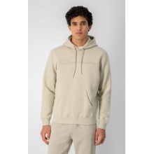 Champion Hoodie in Cotton Fleece Big Logo Print Beige Men