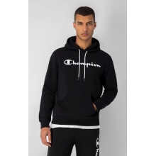 Champion Hoodie in Cotton Fleece with Big Logo Print Black/White Men