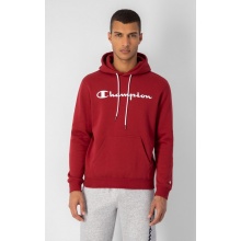 Champion Hoodie in Cotton Fleece Big Logo Print Dark Red/White Men