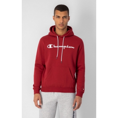 Champion Hoodie in Cotton Fleece Big Logo Print Dark Red/White Men