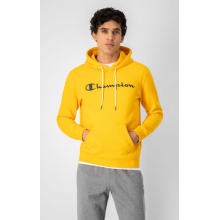 Champion Hoodie in Cotton Fleece Big Logo Print Yellow/Black Men