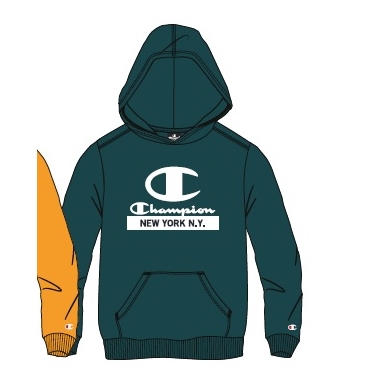 Champion Hoodie (Fleece Cotton Hoodie) with New York Logo Petrol Blue Children