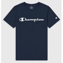 Champion Leisure T-shirt (Cotton) Crew with Logo Lettering 2023 Navy Blue Boys