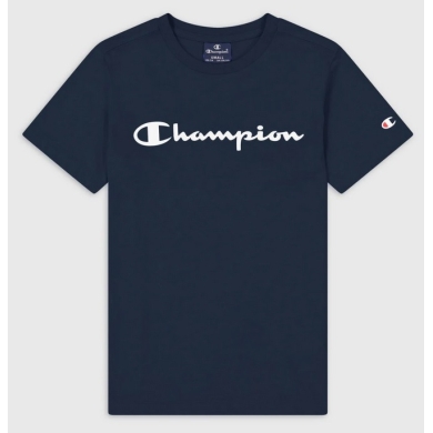 Champion Leisure T-shirt (Cotton) Crew with Logo Lettering 2023 Navy Blue Boys