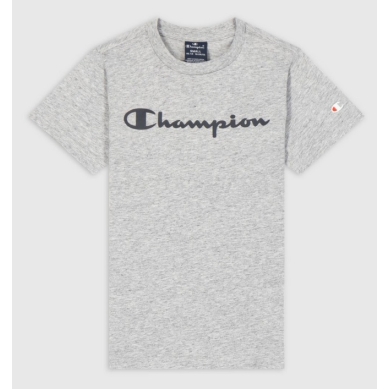 Champion Leisure T-shirt (Cotton) Crew with Logo Script 2023 Light Grey Boys