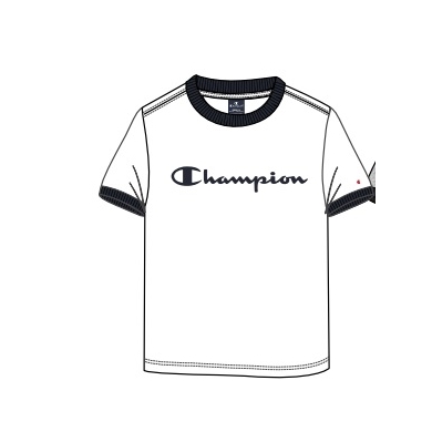 Champion Leisure T-shirt (Cotton) Crew Ringer with Logo Print 2023 White Boys