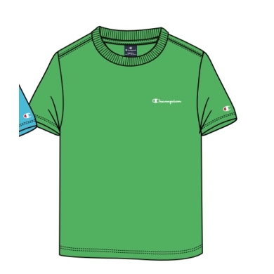 Champion Leisure T-shirt (Cotton) Crew with Small Logo Lettering 2023 Green Boys