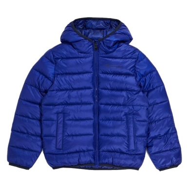 Champion Winter quilted jacket with hood - functional padding, small logo lettering - royal blue boys