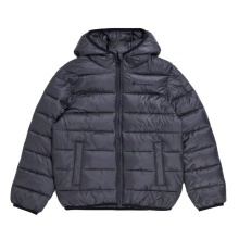 Champion Winter quilted jacket with hood - functional padding, small logo lettering - grey boys