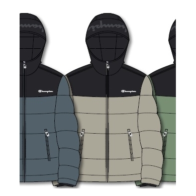 Champion Winter Jacket with Hood (Functional Padding, Small Logo Lettering) Beige/Black Men