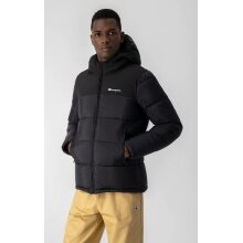 Champion winter jacket with hood - functional padding, with small logo lettering - black men