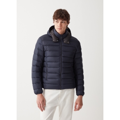 Colmar Down Winter Jacket with Removable Hood (sporty quilted jacket, very warm) navy blue Men